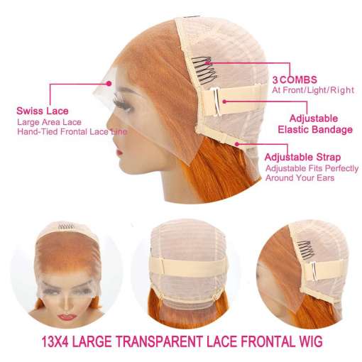 Ginger-Orange-Lace-Front-Wig-Human-Hair-Straight-Bob-Wigs-13X4-Lace-Frontal-Wigs-Transparent-Large-3 – saadaval Tootemaailm e-kaubamajas