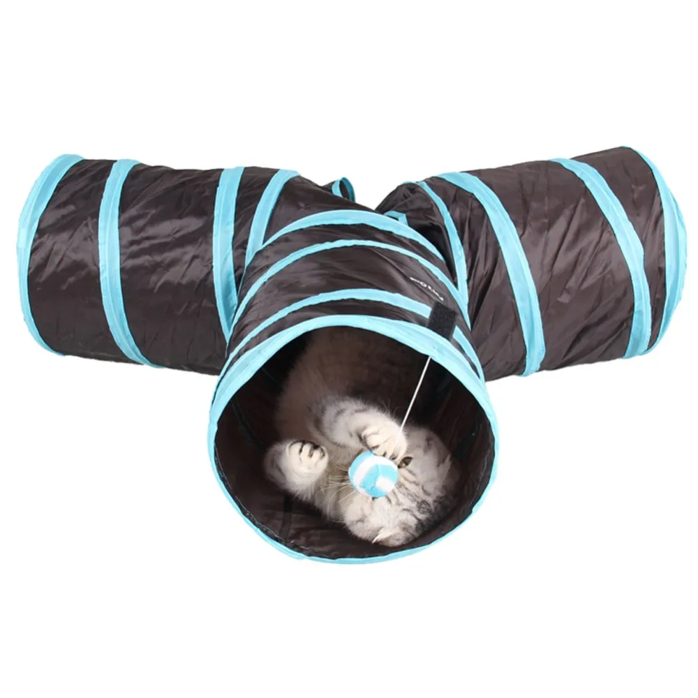 Foldable 3 Holes Pet Cat Tunnel Toys Indoor Outdoor Pet Cats Training Toy Kitten Rabbit Funny Cat Tunnel House Toys 14