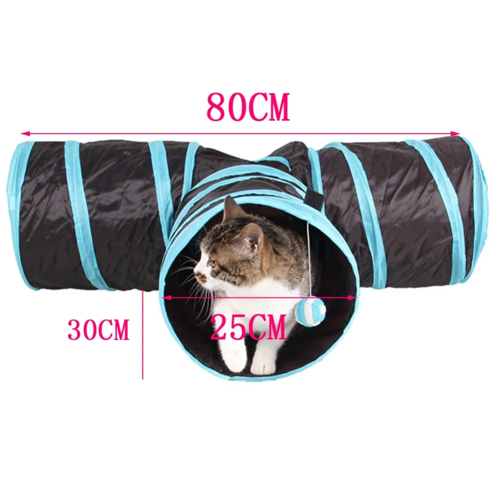 Foldable 3 Holes Pet Cat Tunnel Toys Indoor Outdoor Pet Cats Training Toy Kitten Rabbit Funny Cat Tunnel House Toys 17
