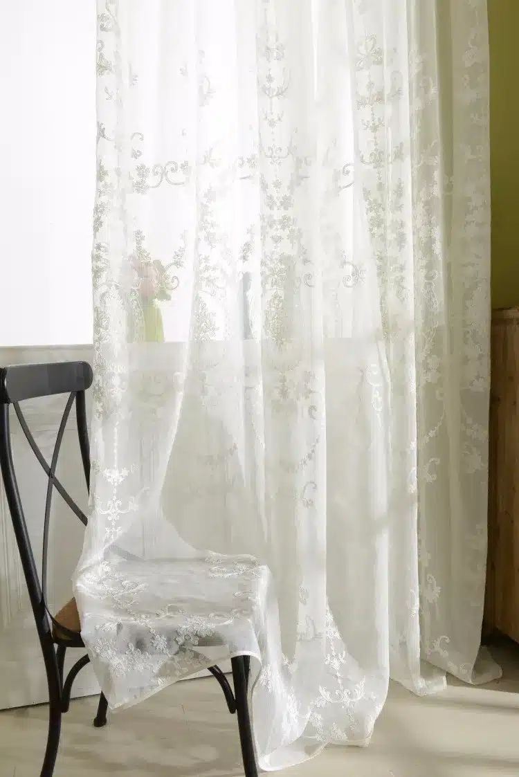 European White Embroidered Voile Curtains for the Bedroom Sheer Curtains for Living Room Tulle Window Curtains 15