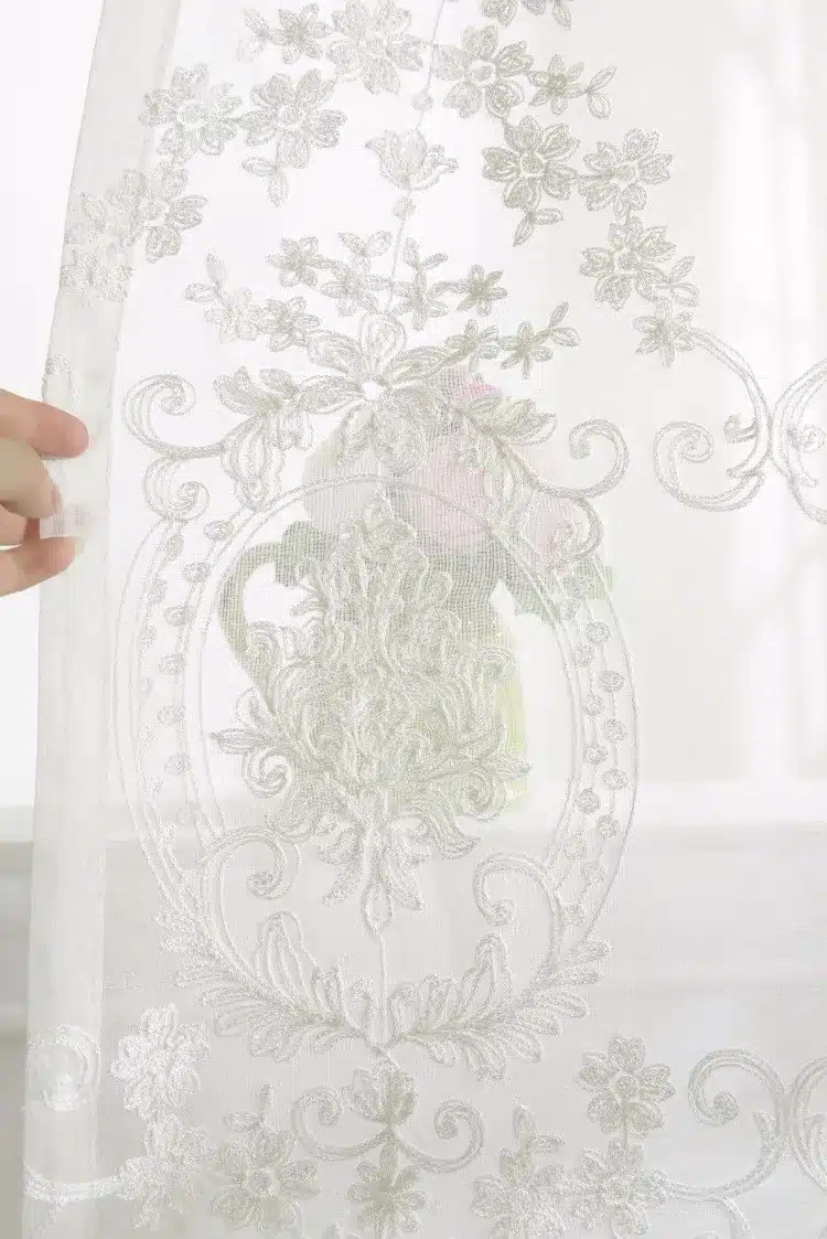European White Embroidered Voile Curtains for the Bedroom Sheer Curtains for Living Room Tulle Window Curtains 16
