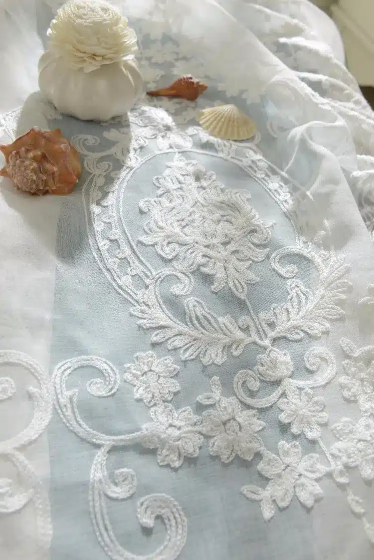European White Embroidered Voile Curtains for the Bedroom Sheer Curtains for Living Room Tulle Window Curtains 17