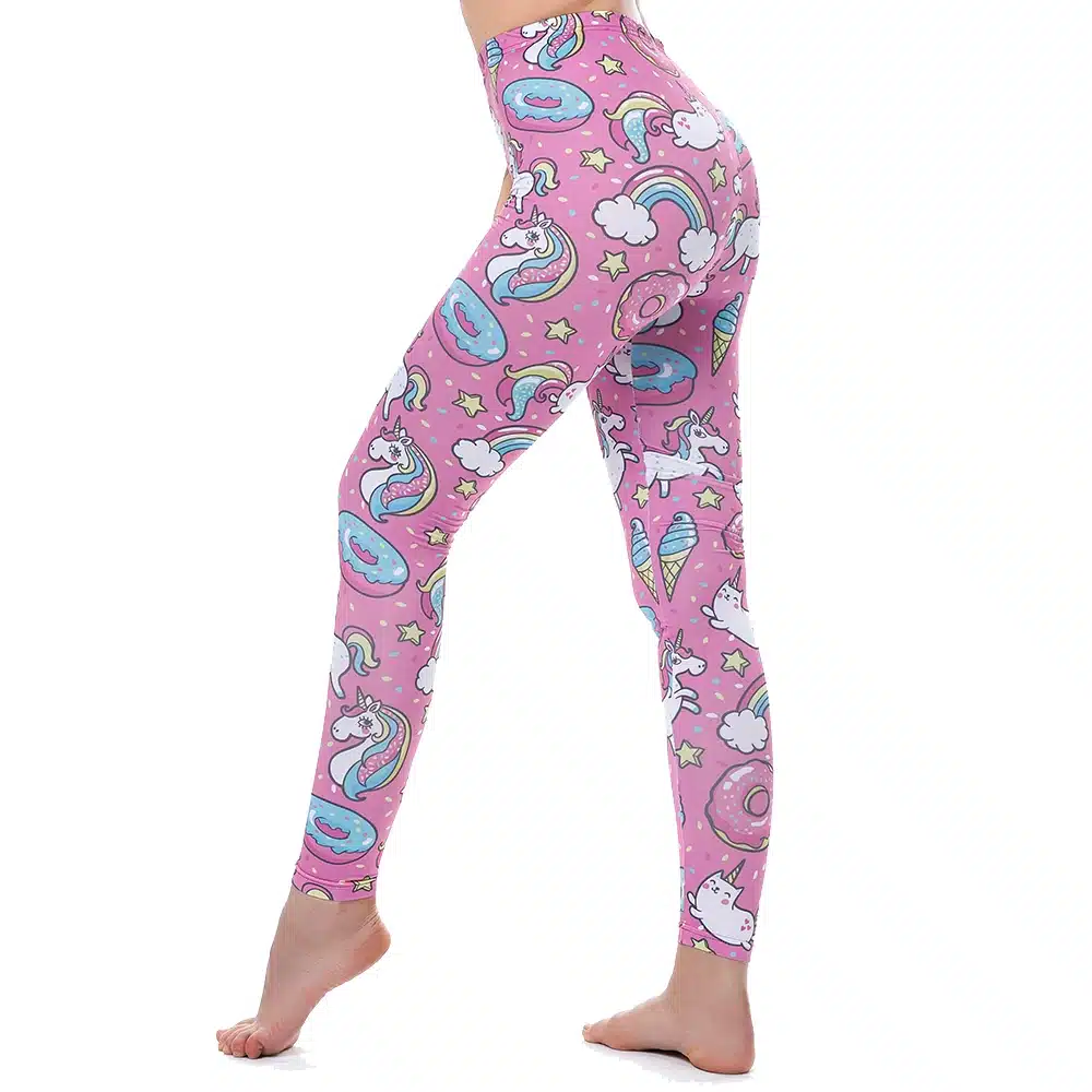 KYKU Brand Unicorn Leggings Women Leggins Fitness Legging Sexy Pants High Waist Push Up Shiny 3d Printed Rainbow Star Cat Donuts 14