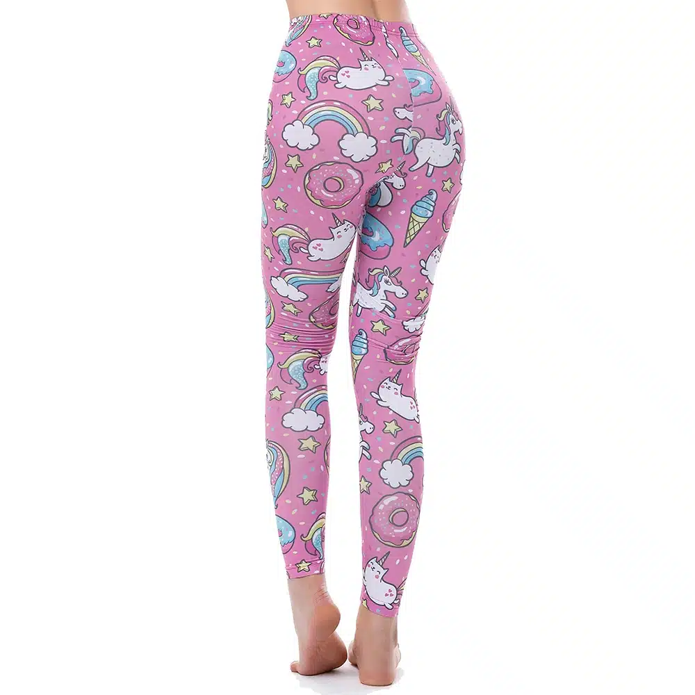 KYKU Brand Unicorn Leggings Women Leggins Fitness Legging Sexy Pants High Waist Push Up Shiny 3d Printed Rainbow Star Cat Donuts 15