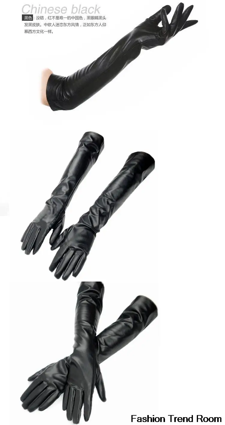 2 Colors The 2016 New Faux Long Leather Gloves Fashion Women Gloves Warm Outdoors Long Design Sexy Gloves Free Shipping 18