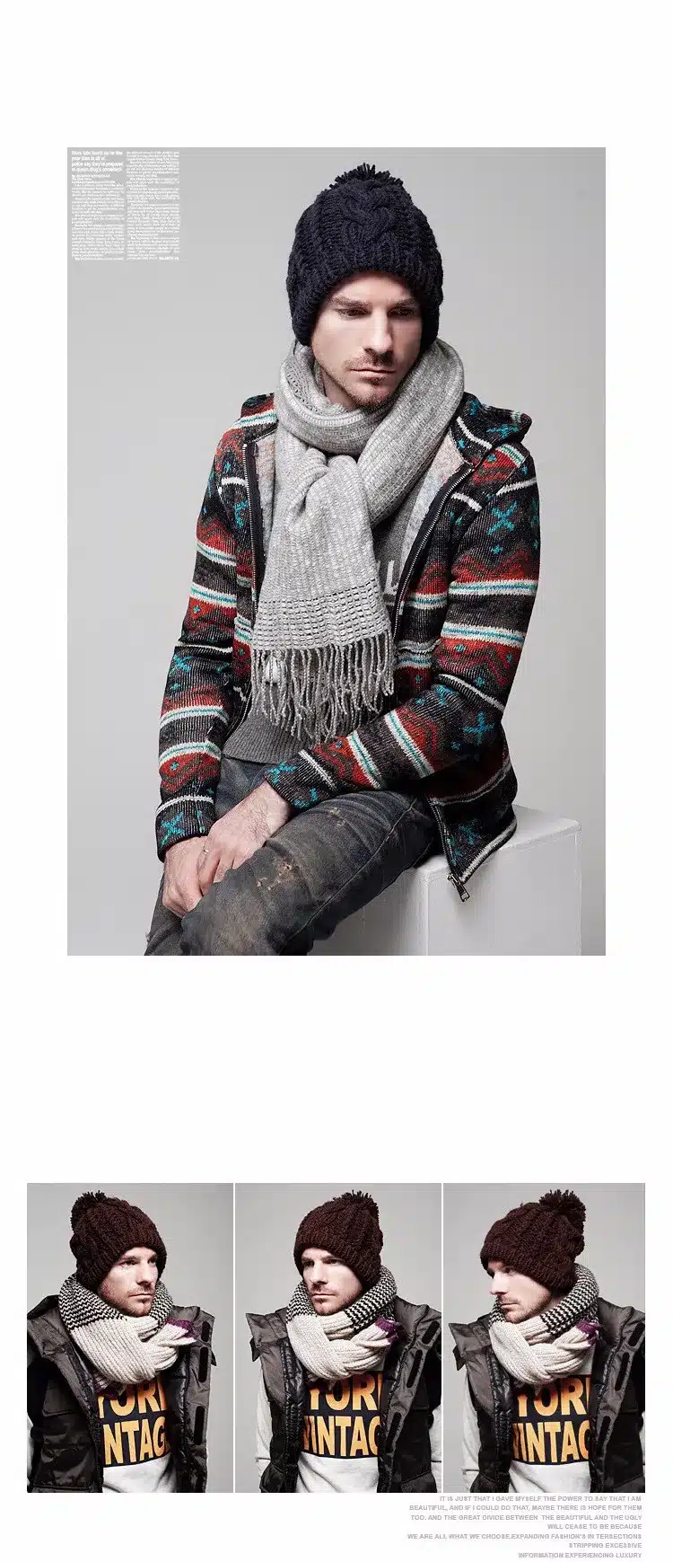 2016 New Hats Winter Korean Fashion Beanie Men Hat,out door Snow Caps Hat Skull Knit Cap Hats Touca Gorro Caps For Men Women 13
