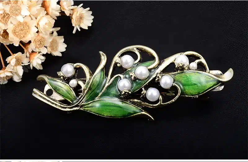 Women's vintage hairpins Hair clip jewelry accessories zinc alloy ancient bronze plated enamel folwer style and pearls 7