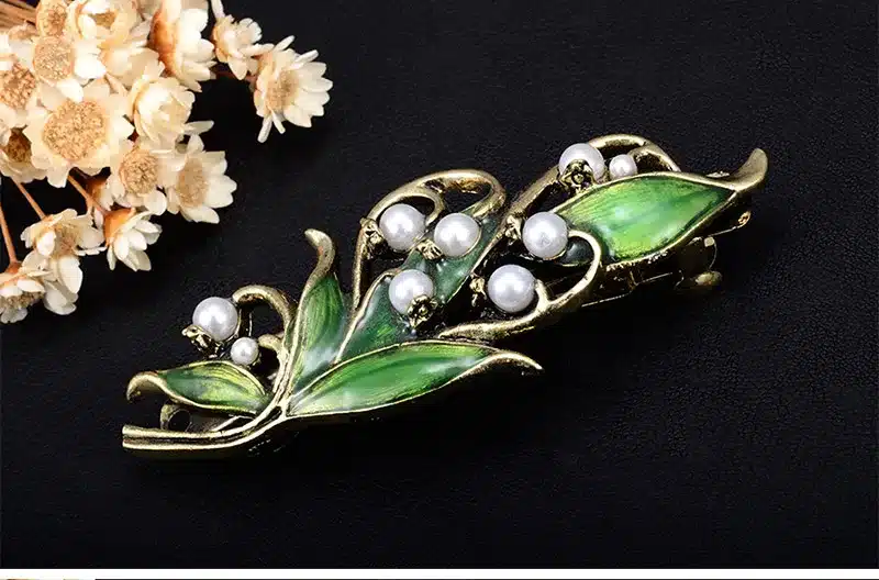 Women's vintage hairpins Hair clip jewelry accessories zinc alloy ancient bronze plated enamel folwer style and pearls 8