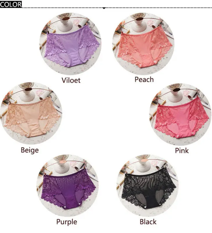 BllooBeell Women's Lace Underwear Sexy Panties Summer Lady Hollow Out Mid Rise Underpants Girl Briefs Crotch Cotton Size L/XL 29