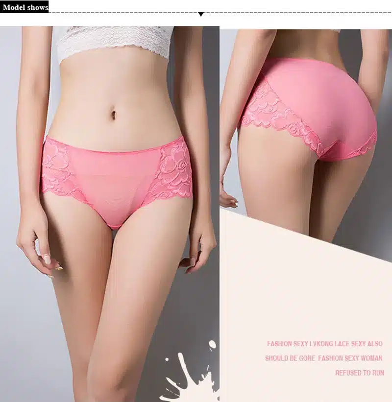 BllooBeell Women's Lace Underwear Sexy Panties Summer Lady Hollow Out Mid Rise Underpants Girl Briefs Crotch Cotton Size L/XL 30