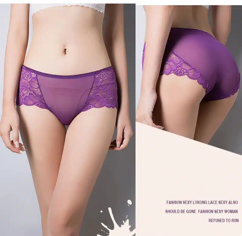 BllooBeell Women's Lace Underwear Sexy Panties Summer Lady Hollow Out Mid Rise Underpants Girl Briefs Crotch Cotton Size L/XL 40
