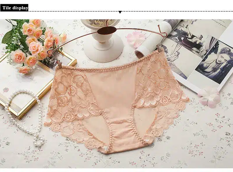 BllooBeell Women's Lace Underwear Sexy Panties Summer Lady Hollow Out Mid Rise Underpants Girl Briefs Crotch Cotton Size L/XL 42