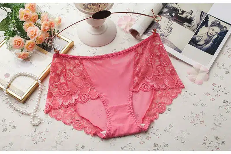 BllooBeell Women's Lace Underwear Sexy Panties Summer Lady Hollow Out Mid Rise Underpants Girl Briefs Crotch Cotton Size L/XL 44