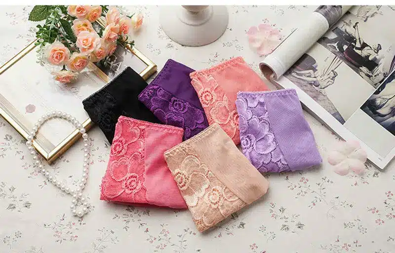 BllooBeell Women's Lace Underwear Sexy Panties Summer Lady Hollow Out Mid Rise Underpants Girl Briefs Crotch Cotton Size L/XL 48