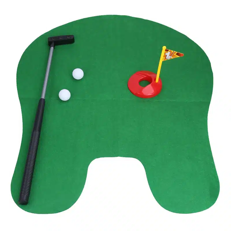 Funny Toilet Bathroom Mini Golf Mat Set Potty Putter Putting Game Men's Toy Novelty Gift 13