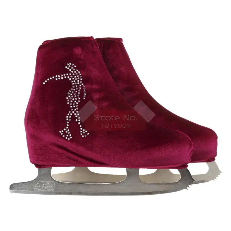 24 Colors Child Adult Velvet Ice Skating Figure Skating Shoes Cover Roller Skate Fabric Accessories White Skater 3 Rhinestone 32