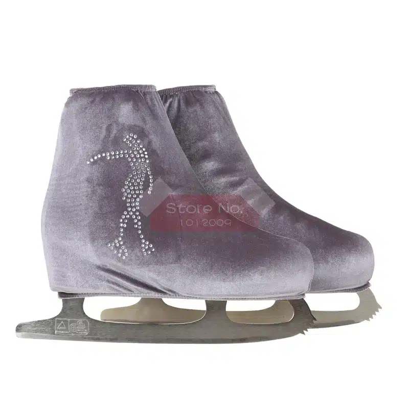 24 Colors Child Adult Velvet Ice Skating Figure Skating Shoes Cover Roller Skate Fabric Accessories White Skater 3 Rhinestone 35