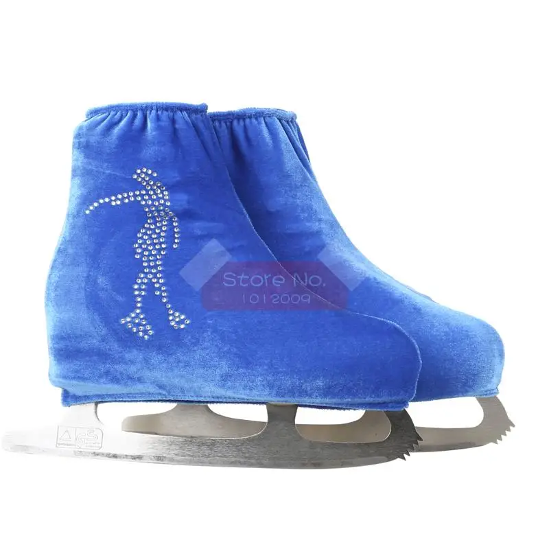 24 Colors Child Adult Velvet Ice Skating Figure Skating Shoes Cover Roller Skate Fabric Accessories White Skater 3 Rhinestone 38