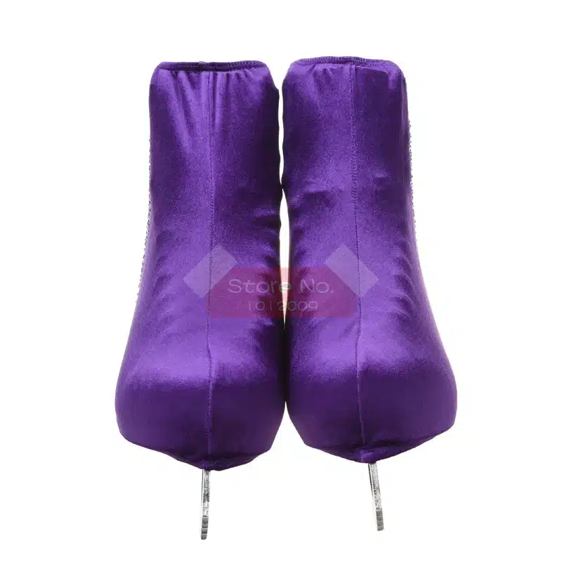 24 Colors Child Adult Velvet Ice Skating Figure Skating Shoes Cover Roller Skate Fabric Accessories White Skater 3 Rhinestone 46