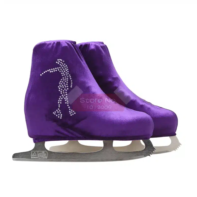 24 Colors Child Adult Velvet Ice Skating Figure Skating Shoes Cover Roller Skate Fabric Accessories White Skater 3 Rhinestone 47