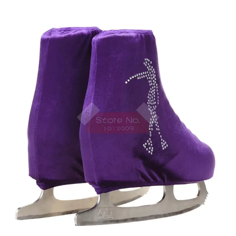 24 Colors Child Adult Velvet Ice Skating Figure Skating Shoes Cover Roller Skate Fabric Accessories White Skater 3 Rhinestone 48