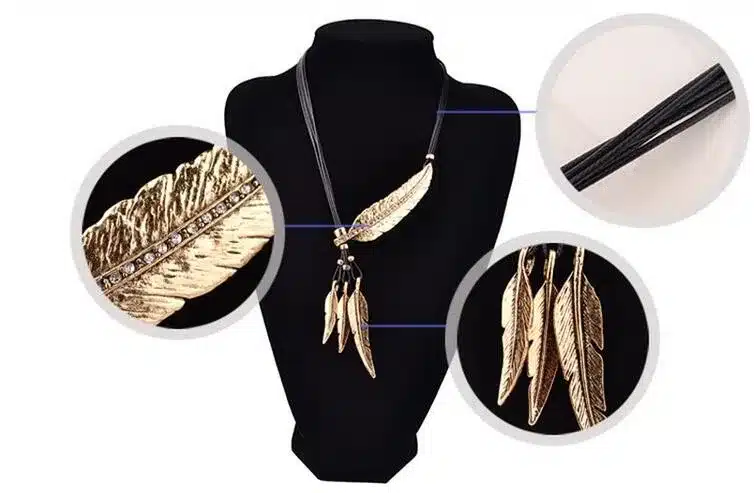 Collier Femme Feather Necklaces & Pendants Rope Leather Vintage Maxi Colar For Statement Necklace Women Fashion Jewelry Bijoux 14