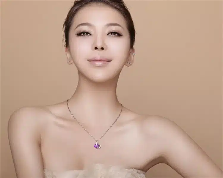1 PC 7 Colors Top Fashion Class Women Girls Lady Heart Crystal pendentif amethyste Maxi Statement Pendant Necklace NEW Jewelry 14
