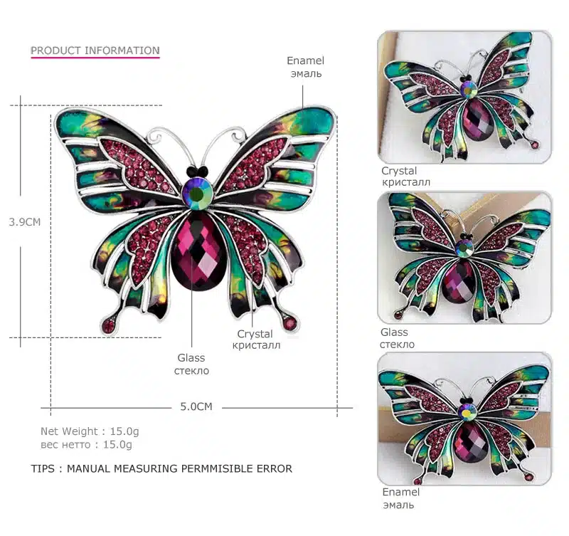MloveAcc Vintage Large Enamel Esmaltes Butterfly Brooches Corsage Brooch Lot Wedding Broach Violetta Insect Hijab Pin Up Broches 11