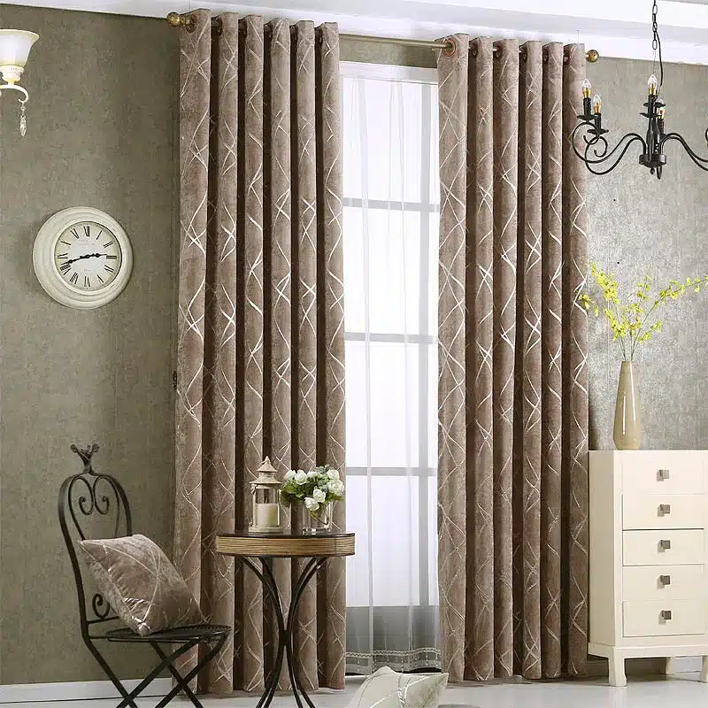 Chenille jacquard Silver Blackout Curtains For Bedroom Modern Luxury Blind Fabric Grey Drapes for Living Room Window Custom size 14
