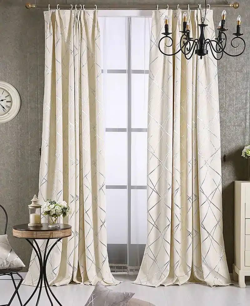 Chenille jacquard Silver Blackout Curtains For Bedroom Modern Luxury Blind Fabric Grey Drapes for Living Room Window Custom size 20