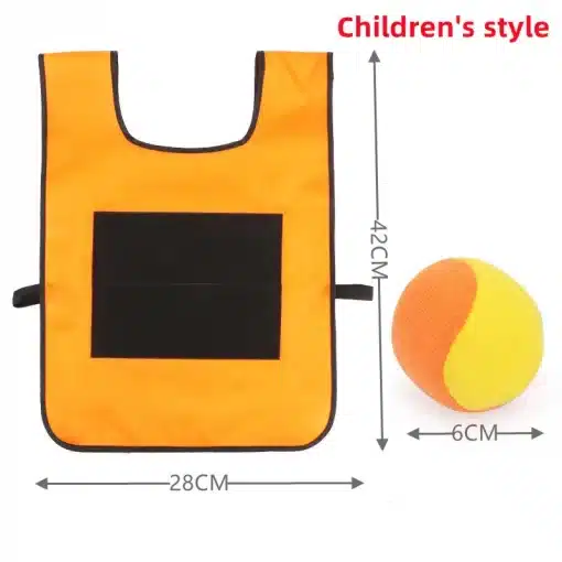 oranž vest musta taskuga ja kollane pall