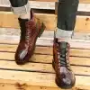 2023-Men-Boots-Autumn-Spring-Leather-Round-Toe-Grid-Pattern-Square-Heel-Males-Shoes-Exquisite-Fashion-3 – saadaval Tootemaailm e-kaubamajas