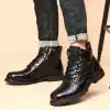 2023-Men-Boots-Autumn-Spring-Leather-Round-Toe-Grid-Pattern-Square-Heel-Males-Shoes-Exquisite-Fashion-4 – saadaval Tootemaailm e-kaubamajas