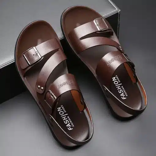 Fashion-Men-s-Sandals-Double-Buckle-Summer-Men-s-Beach-Shoes-Outdoor-Men-s-Leather-Sandals-3 – saadaval Tootemaailm e-kaubamajas