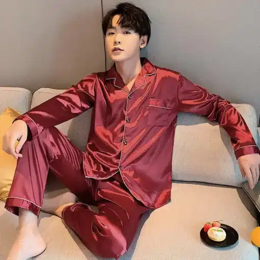 New-Men-Pajama-Sets-Silk-Satin-Sleepwear-For-Man-Shirt-Long-Sleeve-Pyjama-Male-Fashion-Soft-1 – saadaval Tootemaailm e-kaubamajas