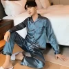 New-Men-Pajama-Sets-Silk-Satin-Sleepwear-For-Man-Shirt-Long-Sleeve-Pyjama-Male-Fashion-Soft-2 – saadaval Tootemaailm e-kaubamajas