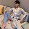 New-Men-Pajama-Sets-Silk-Satin-Sleepwear-For-Man-Shirt-Long-Sleeve-Pyjama-Male-Fashion-Soft-3 – saadaval Tootemaailm e-kaubamajas