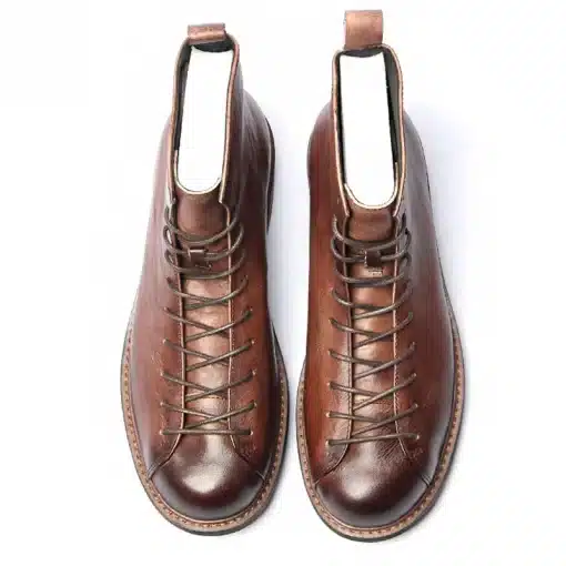 High-quality-Men-Leather-Shoes-Genuine-Leather-Cowhide-Motorcycle-Boots-Vintage-Short-Boots-Men-Manual-Color-4 – saadaval Tootemaailm e-kaubamajas