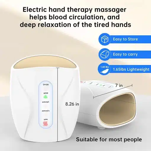 valge elektriline käemasseerija, millel on juhtpaneel ja avaus käe sisestamiseks