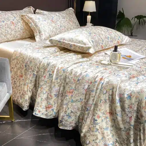 voodipesu komplekt lillelise mustriga, sisaldab tekikotti ja padjapüüre, pastelsetes toonides