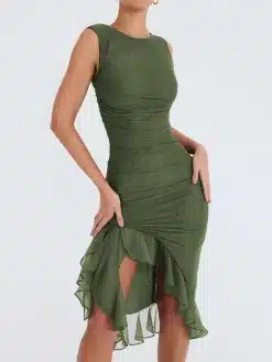 Mozision-Elegant-Ruffle-Ruched-Midi-Dress-For-Women-Robe-Summer-New-Backless-Sleeveless-Irregular-Club-Party-1 – saadaval Tootemaailm e-kaubamajas