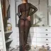 Tossy-Glitter-Female-Cover-up-Maxi-Dress-Mesh-See-Through-Split-Fashion-Long-Sleeve-Slim-Sexy-5 – saadaval Tootemaailm e-kaubamajas