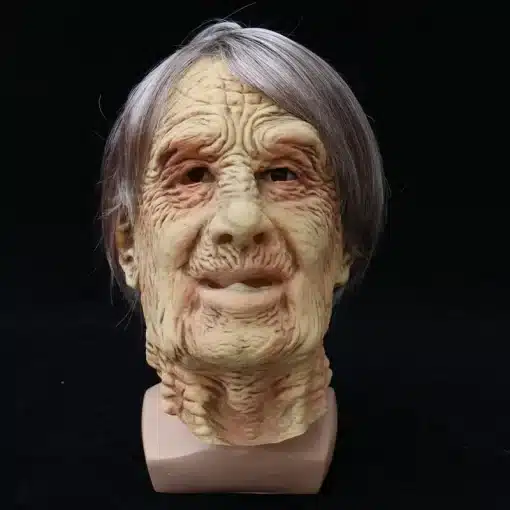 kortsuline vanamehe mask hallide juustega