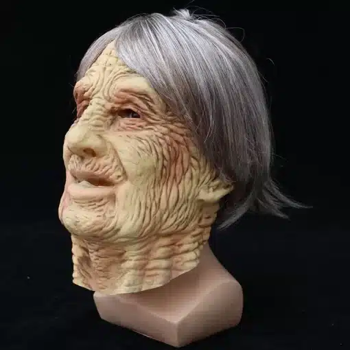 kortsuline vanamehe mask hallide juustega