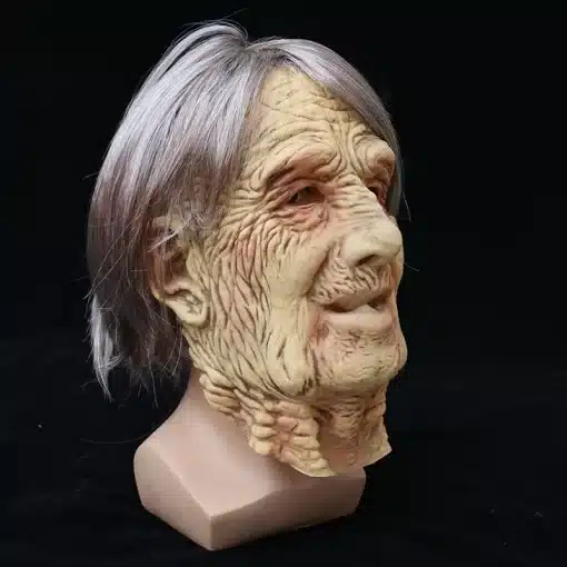 kortsuline vanamehe mask hallide juustega