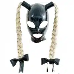 Black-Unisex-Latex-Hood-Mask-Open-Eye-Mouth-Head-Cover-Face-Cover-with-Braid-Wig-Bow-1 – saadaval Tootemaailm e-kaubamajas