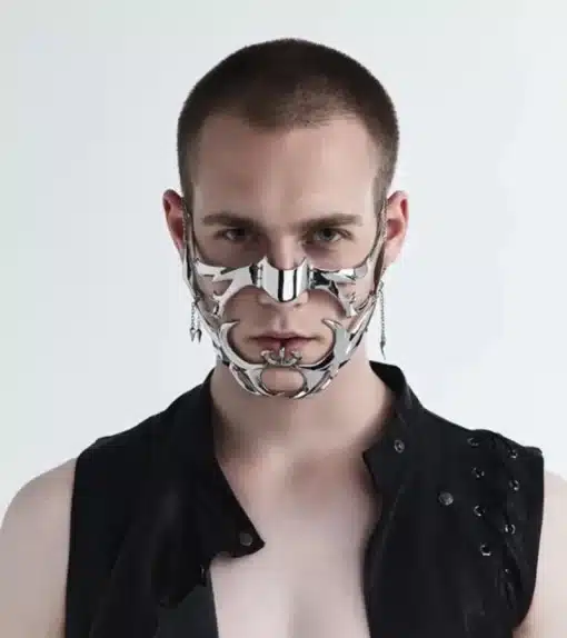 2023-Punk-Mask-Liquid-Irregular-Silver-Color-Hollow-Titanium-Steel-Punk-Cool-Facial-Accessories-For-Women-1 – saadaval Tootemaailm e-kaubamajas