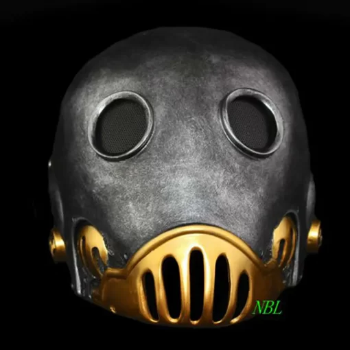 hõbedane ja pronksjas mask ümarate silmaavade ja metallilise viimistlusega