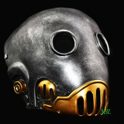 hõbedane ja pronksjas mask ümarate silmaavade ja metallilise viimistlusega