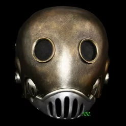 metallik hõbedane ja pronksjas mask ümmarguste silmaavade ja hingamisavadega